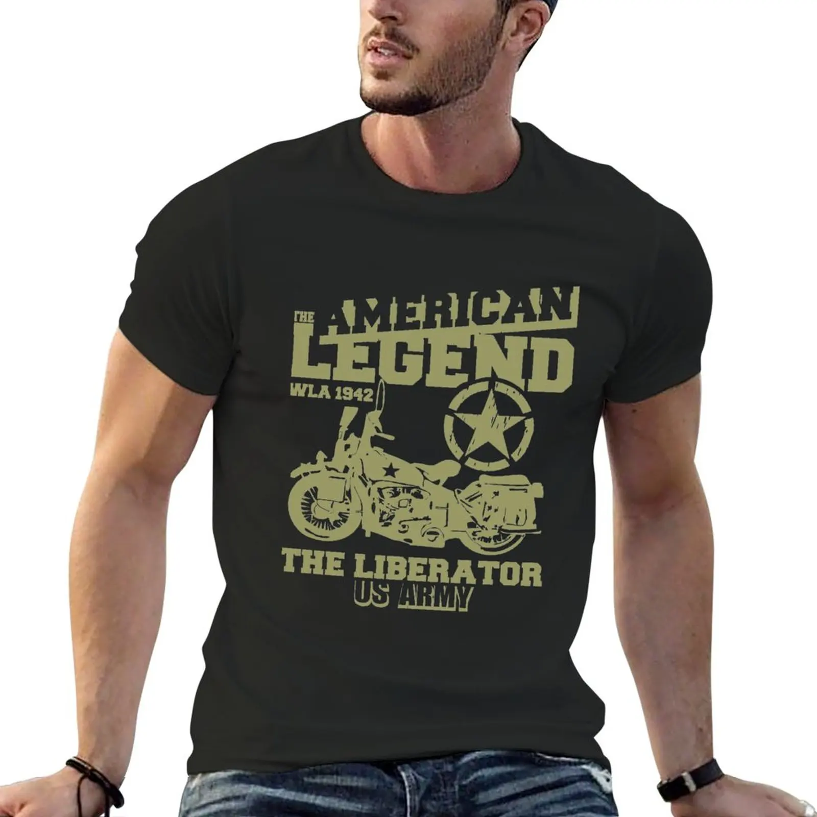 

US ARMY MOTORCYCLES WLA 1942 T-Shirt kawaii clothes oversizeds customizeds T-shirts for men cotton