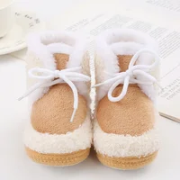 0-18M Baby Padded Cotton Shoes Double Pom Pom Soft Sole Toddler Shoes Baby Solid Color Warm Snow Boots 3