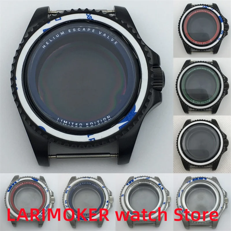 

BLIGER 44mm silver black PVD Watch Case sapphire glass fit NH34 to NH39 ETA2824 2836 Miyota 8215 DG2813 3804 PT5000 movement