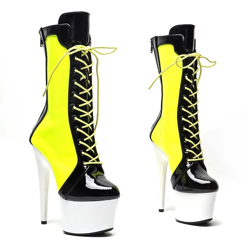 

Fashion Sexy Model Shows PU Upper 17CM/7Inch Women's Platform Party High Heels Shoes Pole Dance Boots 232