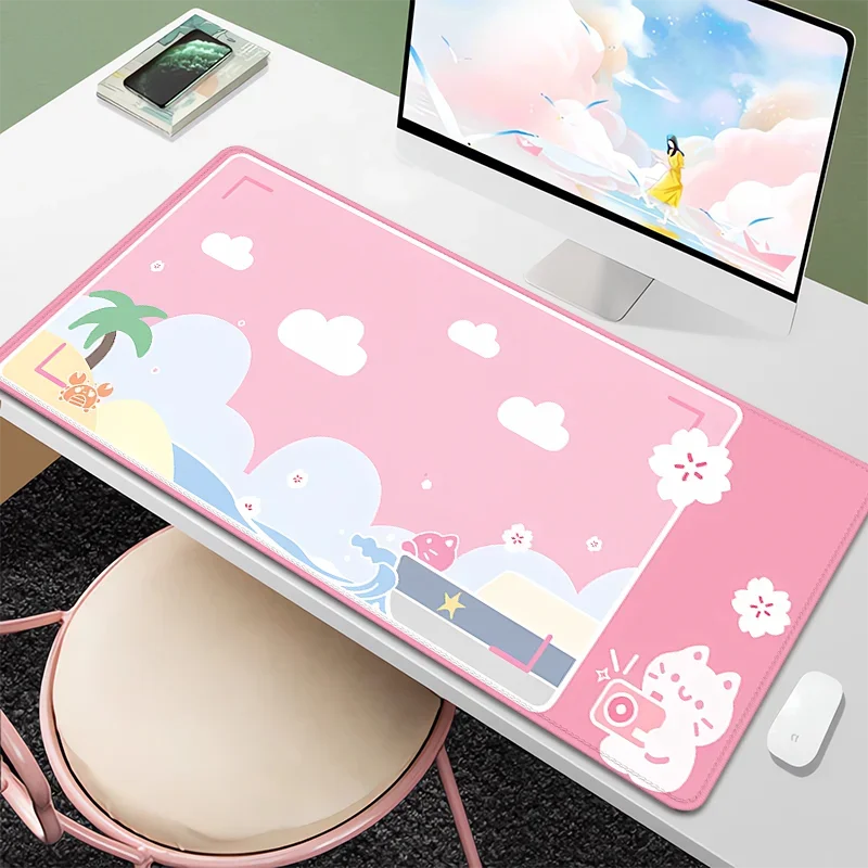 Kawaii 커피 고양이 마우스 패드 PC 게이머 컴퓨터 키보드 데스크 매트 게임 액세서리 홈 오피스 노트북 장식 패드 용 마우스 패드