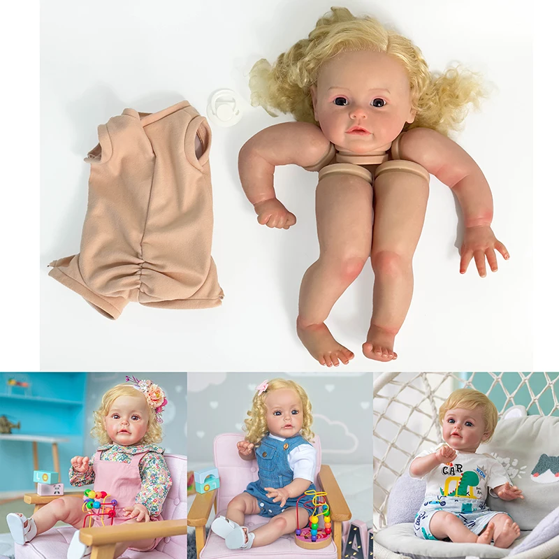 

24inch Sue-sue Already Painted Kits Reborn Doll Finished Size Very Lifelike Baby with Cloth body and Hand Root Blond Hair