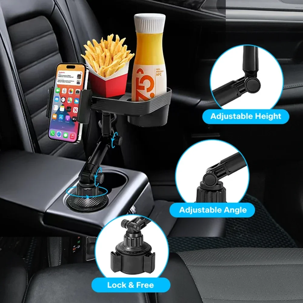 Multifunctional Vehicle Drink Cup Base with Food Tray Cell Phone Holder Adjustable Base Car Upholstery Accessories Multifunctional Vehicle Drink Cup Base with Food Tray Cell Phone Holder Adjustable Base Car Upholstery Accessories