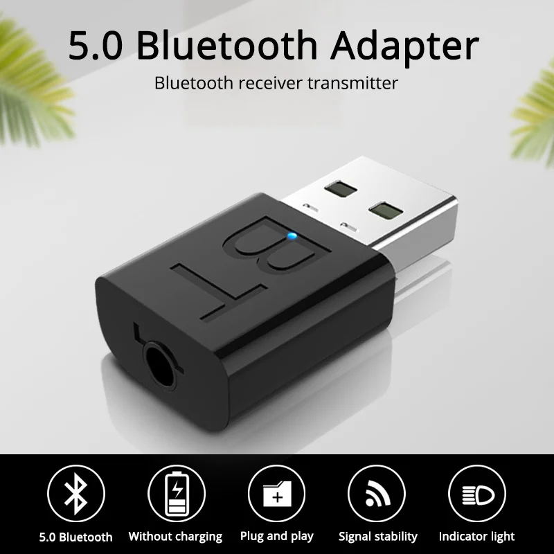 미니 블루투스 5.0 오디오 어댑터 수신기 무선 블루투스 송신기 3.5mm 잭 AU..