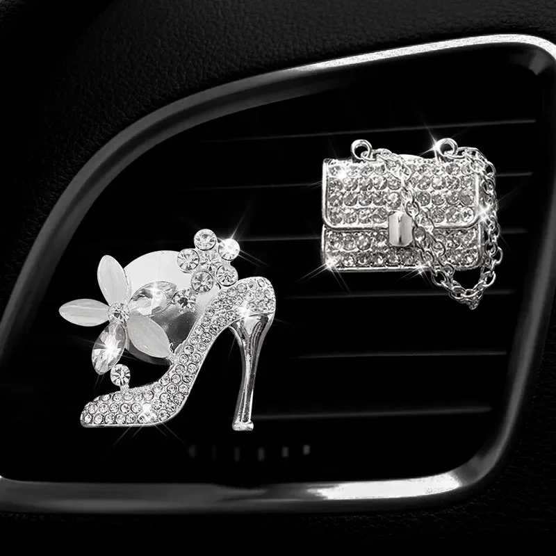 Car Decoration Accessories Car Air Conditioner Vent Perfume Clip Air Freshener Auto Interior Bling Diamond Crown Decoration Car Aroma Diffuser Accessories