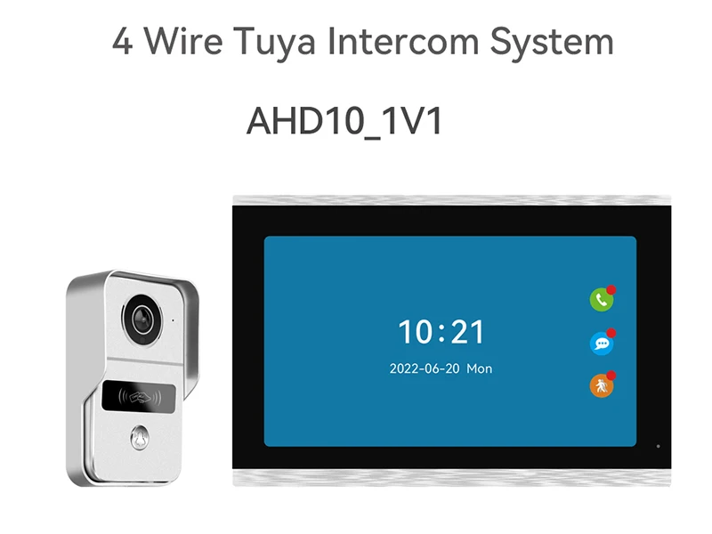 4 Wire Digital Video Intercom System 7 / 10.1 Inch Wireless WIFI Monitor 1080P D