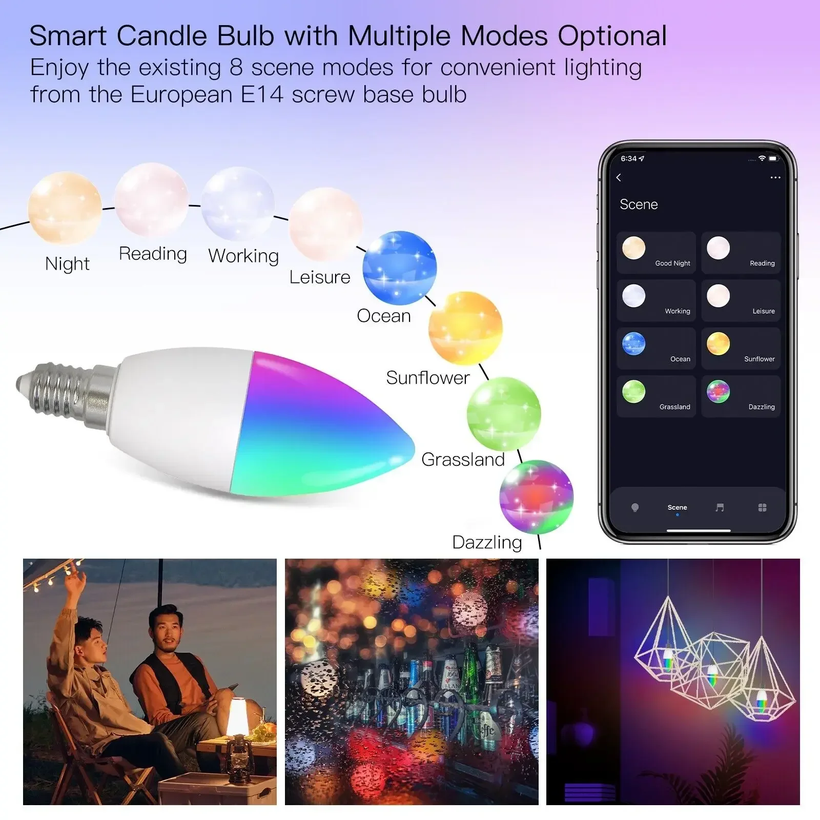 Smart Led Light Bulbs Smart Led Bulb Tuya E14 Candle Lamps