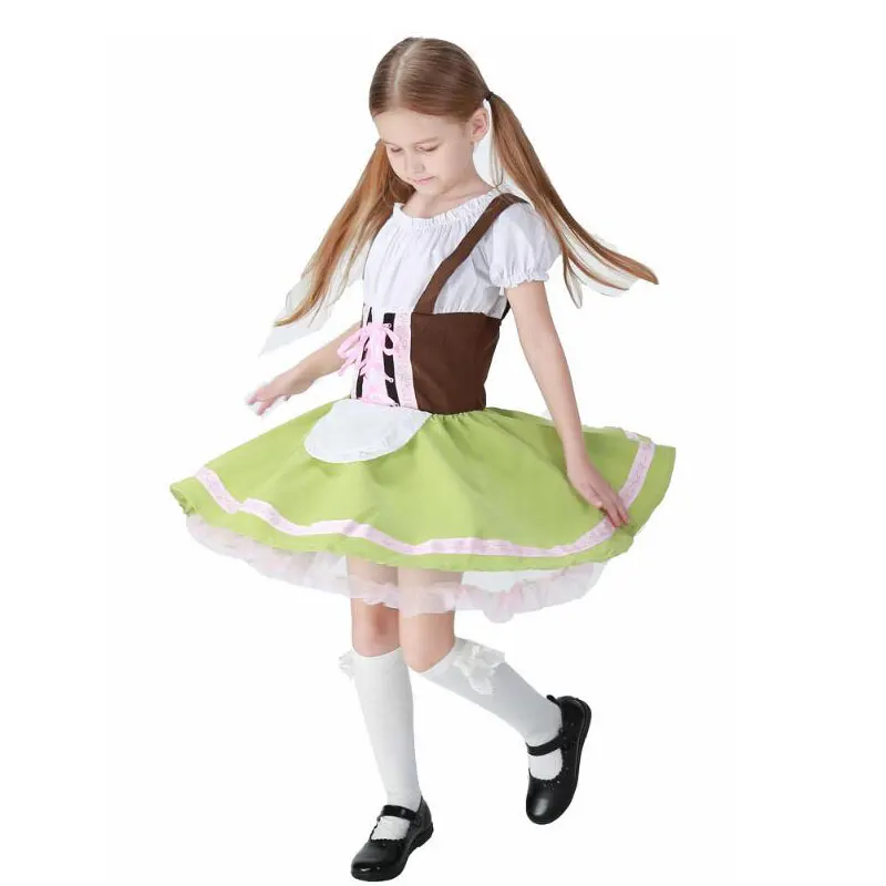 Germania Oktoberfest Bambini Beer Maid Costume Festa Di Compleanno Bavarese Kids Heidi Beer Girl Cosplay Dirndl Dress