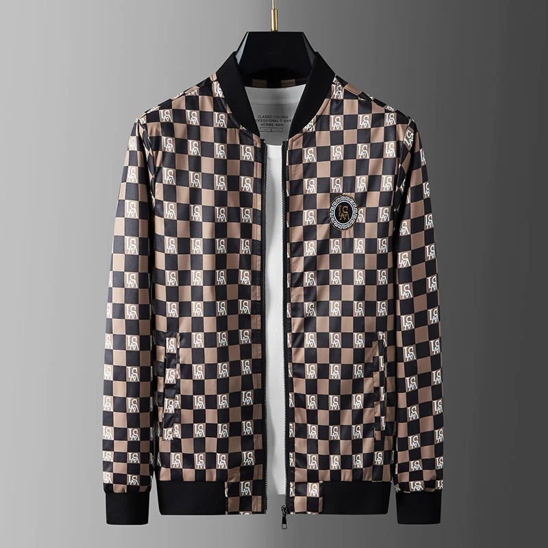 

Luxury brand Spring Autumn 2023 New Fashion Jacket Men's Plaid Print High end Slim Versatile Casual Coat