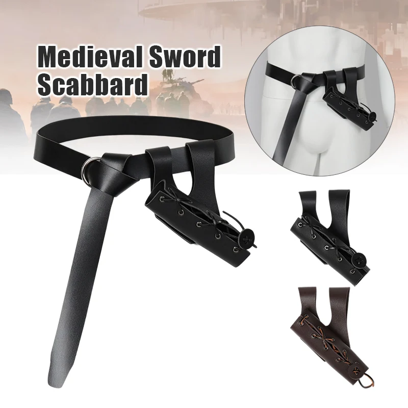 

Medieval Knight Scabbard with Pu Leather Waist Belt Sheath Hanger Sword Holder Frog human Pirate Larp Rapier Holder Cosplay