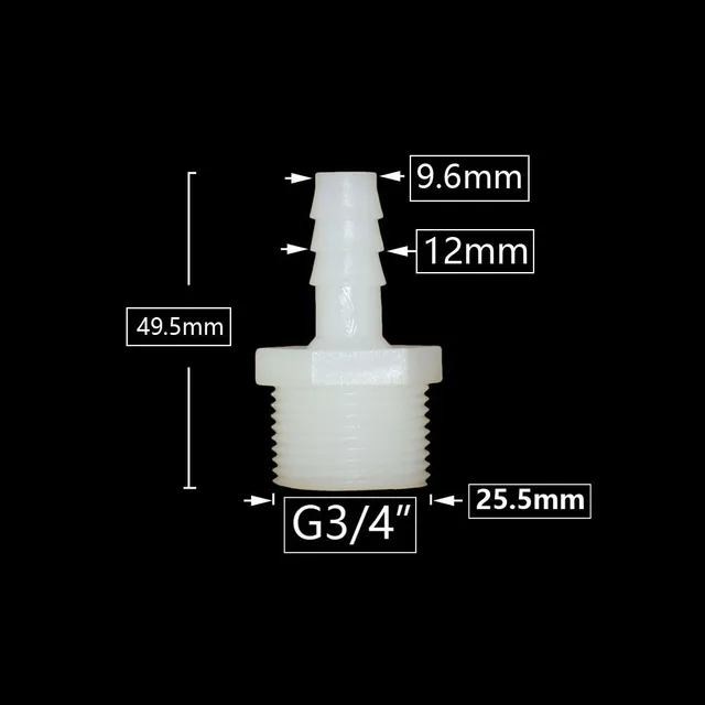 3/4 Hüvelykes Szál A Barb -Hoz 10/12/11/16/18/25 Mm -Es Műanyag Tömlő Csatlakozó Illesztő Öntözőrendszer Csőcsatlakozó - Image 2