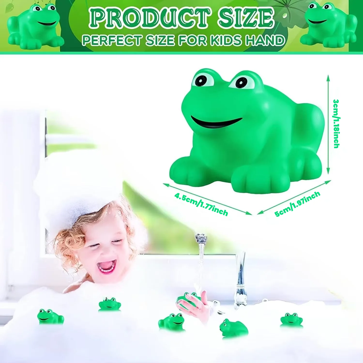 24 PCS Rubber Frogs, Squeak and Floating Green Frog ,Good Shower and Playing  Water Partner. 2