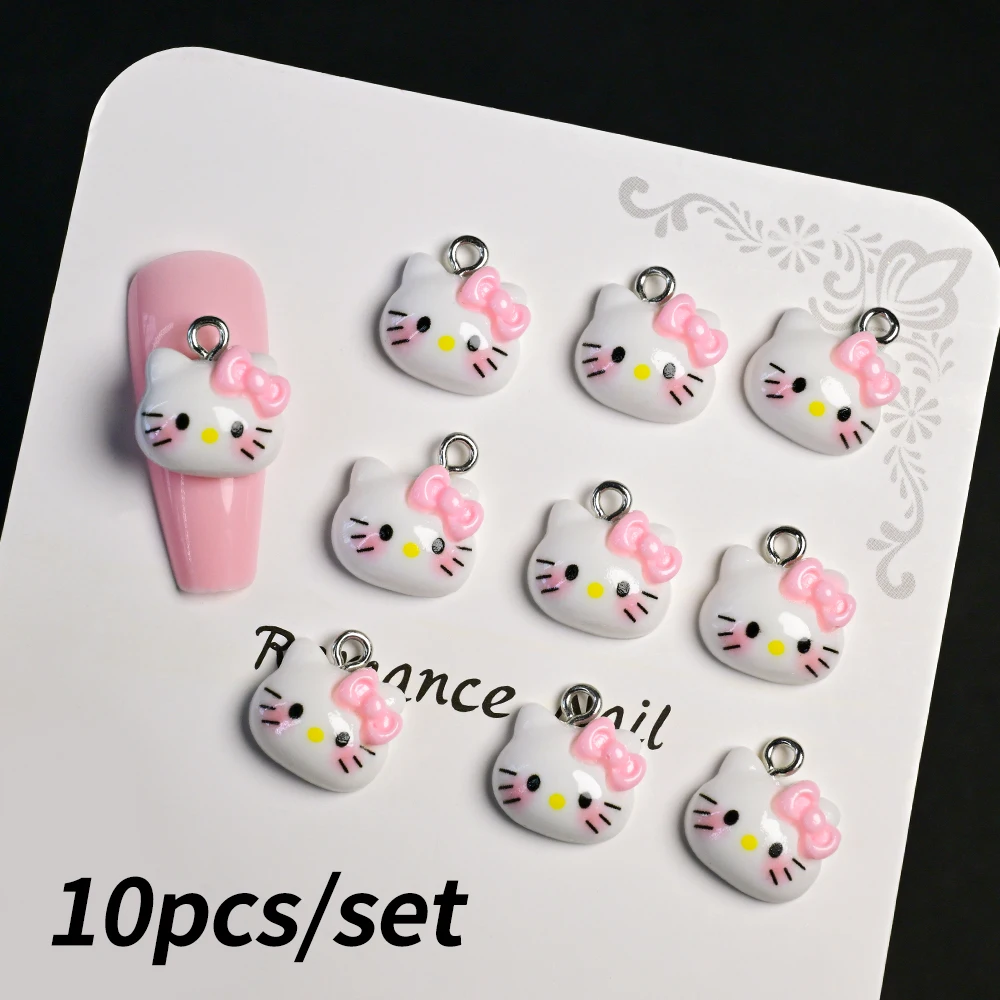 10개 귀여운 시나몬롤 헬로키티 네일 참 장식품 산리오 캐릭터 펜던트 DIY 귀걸이 쥬얼리 제작 레진 네일 데코레이션용