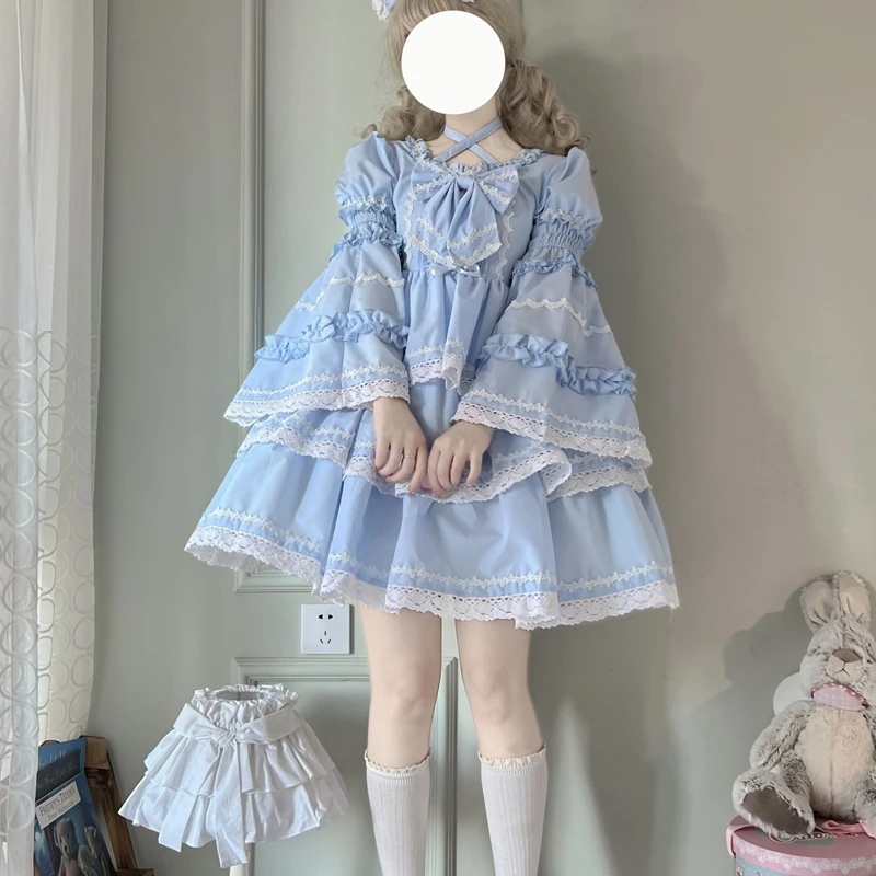 Kawaii Lolita Japanese Sweet Op Dress Women Elegant Gothic Long Sleeve Princess Party Dresses Victorian Girly Harajuku Vestidos