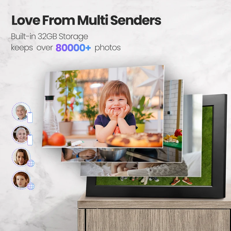 디지털 포토 프레임 10.1인치 32G WiFi 사진 액자 1280x800 HD IPS 터치스크린 자동 회전 사진 크리스마스 선물 장