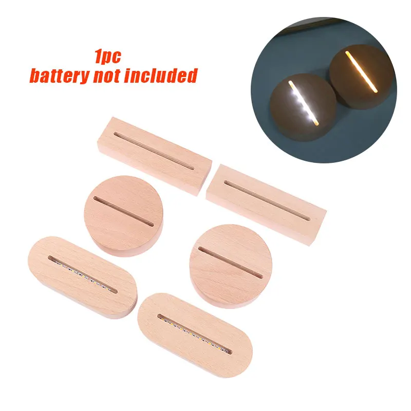 AAA Battery Powered Wood Base Led Light Display Stand For Acrylic Night ...