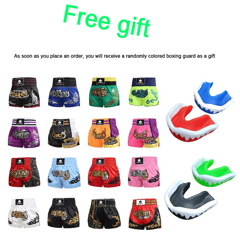 Embroidery Muay Thai Shorts Sanda Boxing Trunks Fighting Arena Competition Training Half Pants Men Women Children mma shorts