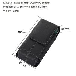 Universal Holster Belt Phone Case Leather Waist Bag (165mm x 80mm x 25mm)