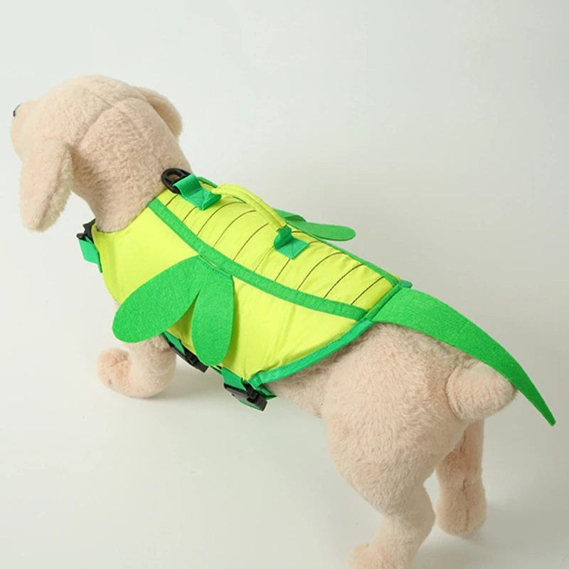 Dogs Pool Vests Safety Swimsuit Save Handle for Small Dogs Swimming Vests with Yellow Striped Flotation Suit