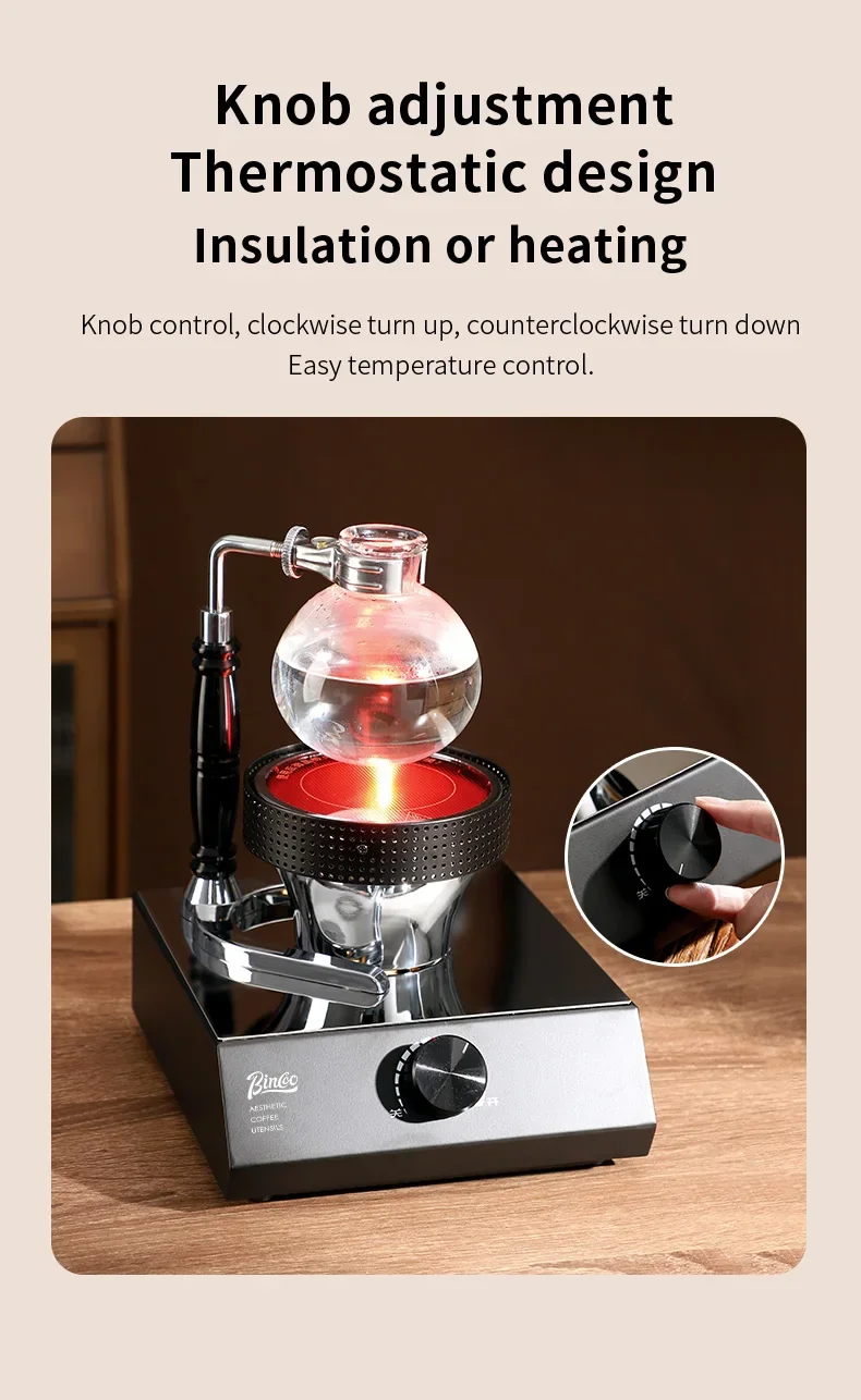 Description Picture 6 of itemBINCOO 400W 220V Siphon Pot Convection Oven Coffee Heater Electric Stove Halogen Light Wave Infrared Heating 750℃ Heat Resistant