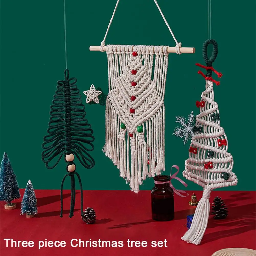 

Christmas Tree Tapestry Pendant Cotton Rope Woven Tapestry Wall Hanging Ornament Holiday Party Nordic Tapestry Christmas Decor