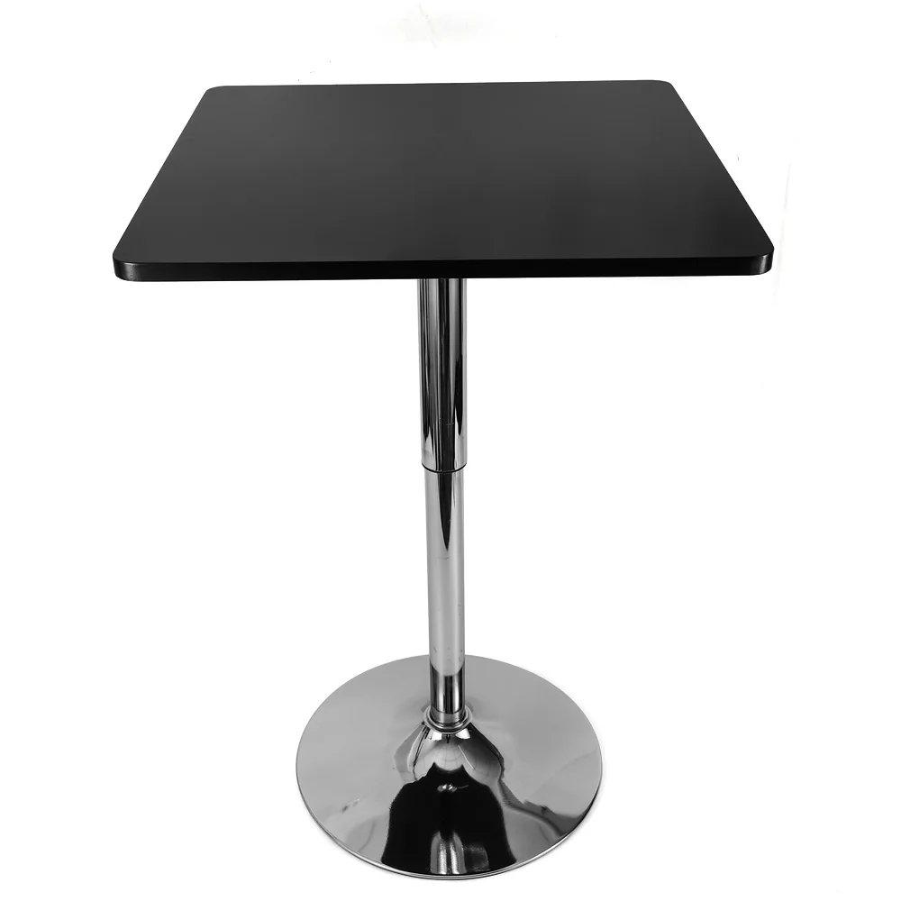 Vertical Bar Table Stainless Steel Base Modern Pub Table Adjustable Height Pedestal Tall Tables Cocktail Square High Top