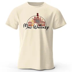 Men's Malt Whiskey Graphic Oversized Cotton Tee - Fun Summer Top - S (Beige)
