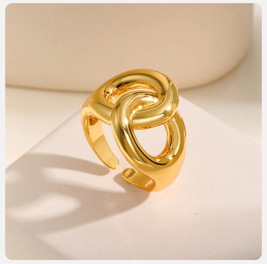 Vnox Infinity Love Forever Ringe für Frauen, vergoldete glatte Ringe im klobigen Knoten-Design, modischer Fingerschmuck, Mädchen-Geschenk – Detail 7