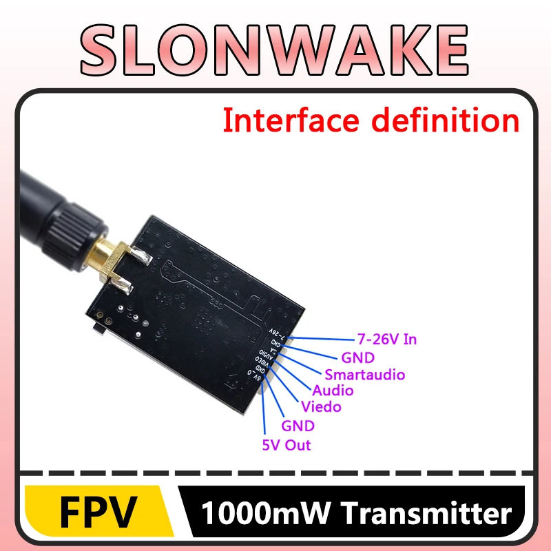 Module SLONWAKE 5.8G 48CH FPV VTX 1W Noir - Puissance Commutable 0/100/200/400/1000mW