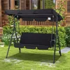 3-Seat Glider Porch Bench with Removable Cushion and Adjustable, Patio Swings 1