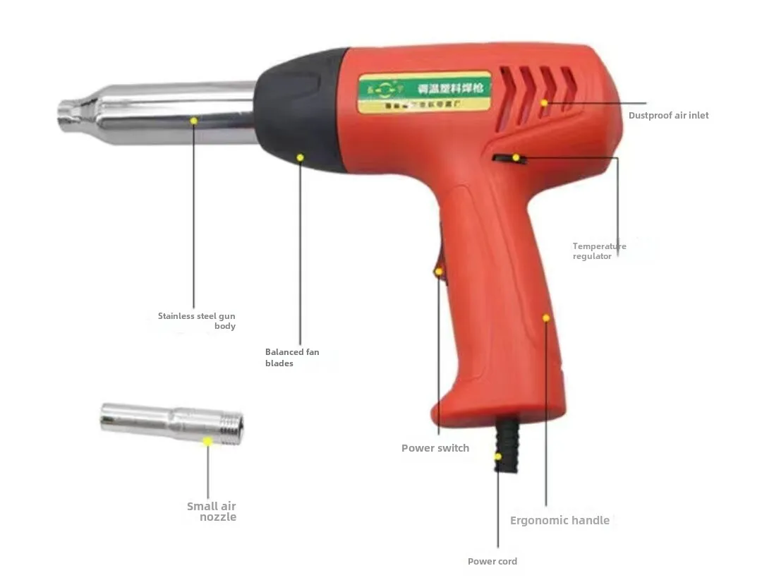 Plastic Electric Baking Gun 700W 750W Temperature Regulation Hot Air Gun Free Air Nozzle + Welding Rod