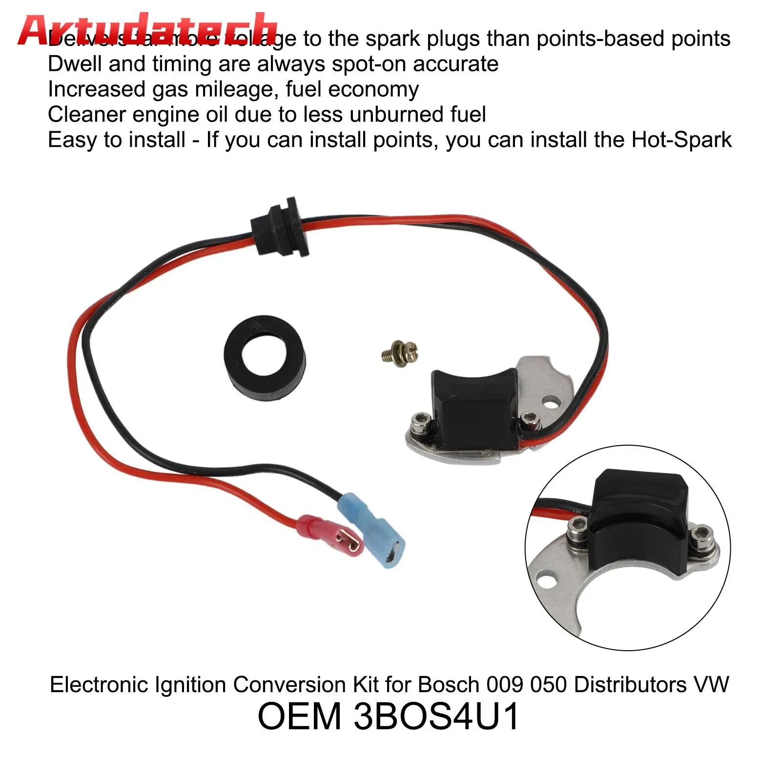 

Artudatech Electronic Ignition Conversion Kit for Bosch 009 050 Distributors 3BOS4U1 VW Car Accessories