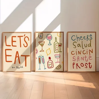 3 pezzi di bicchiere di vino alcol poster bicchiere di vino alcol astratto stampa su tela poster decorazione di arte della parete pittura decorazioni per la casa 1