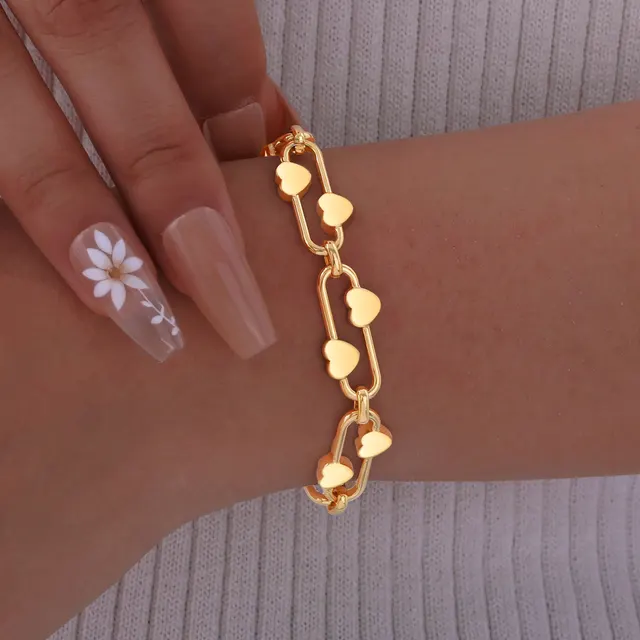 Dainty Heart-shaped Bracelet for Women,Stainless Steel Waterproof Oval Handmade Chain Bracelet, Charm Jewelry Gift