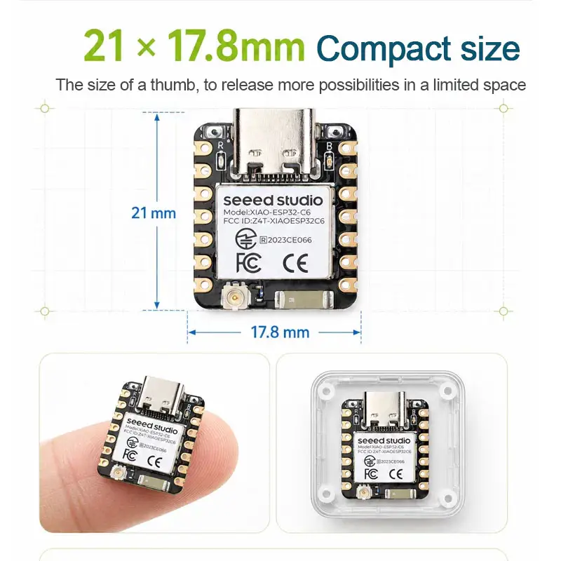 1/5/10PCS XIAO ESP32-C6 Seeed Studio 2.4GHz WiFi6 Bluetooth 5 Mini ESP32C6 Development Board Bulit in 4MB Support Zigbee/Matter image 3