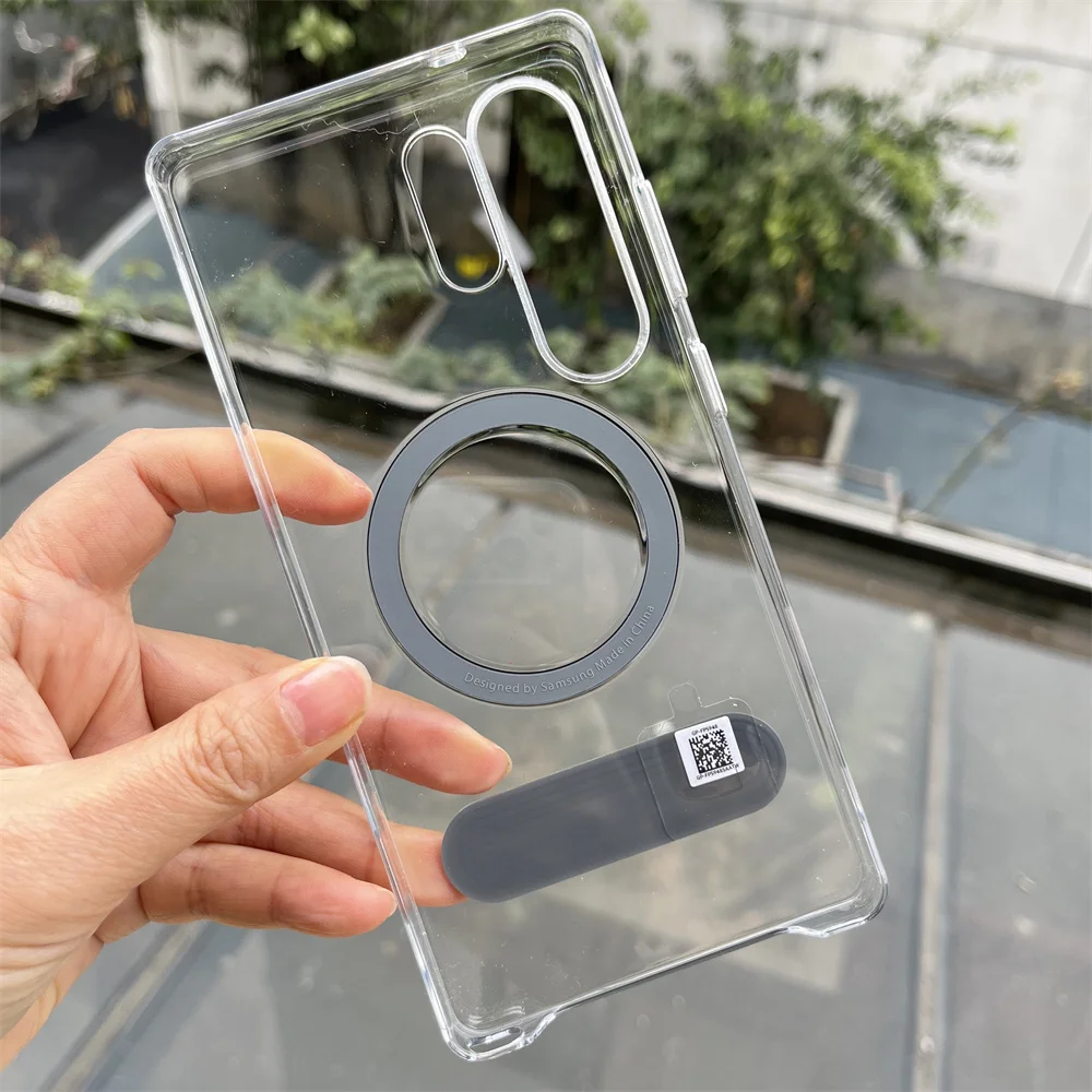 Clear Magnetic Phone Case with Kickstand and 360° Rotating Metal Mount