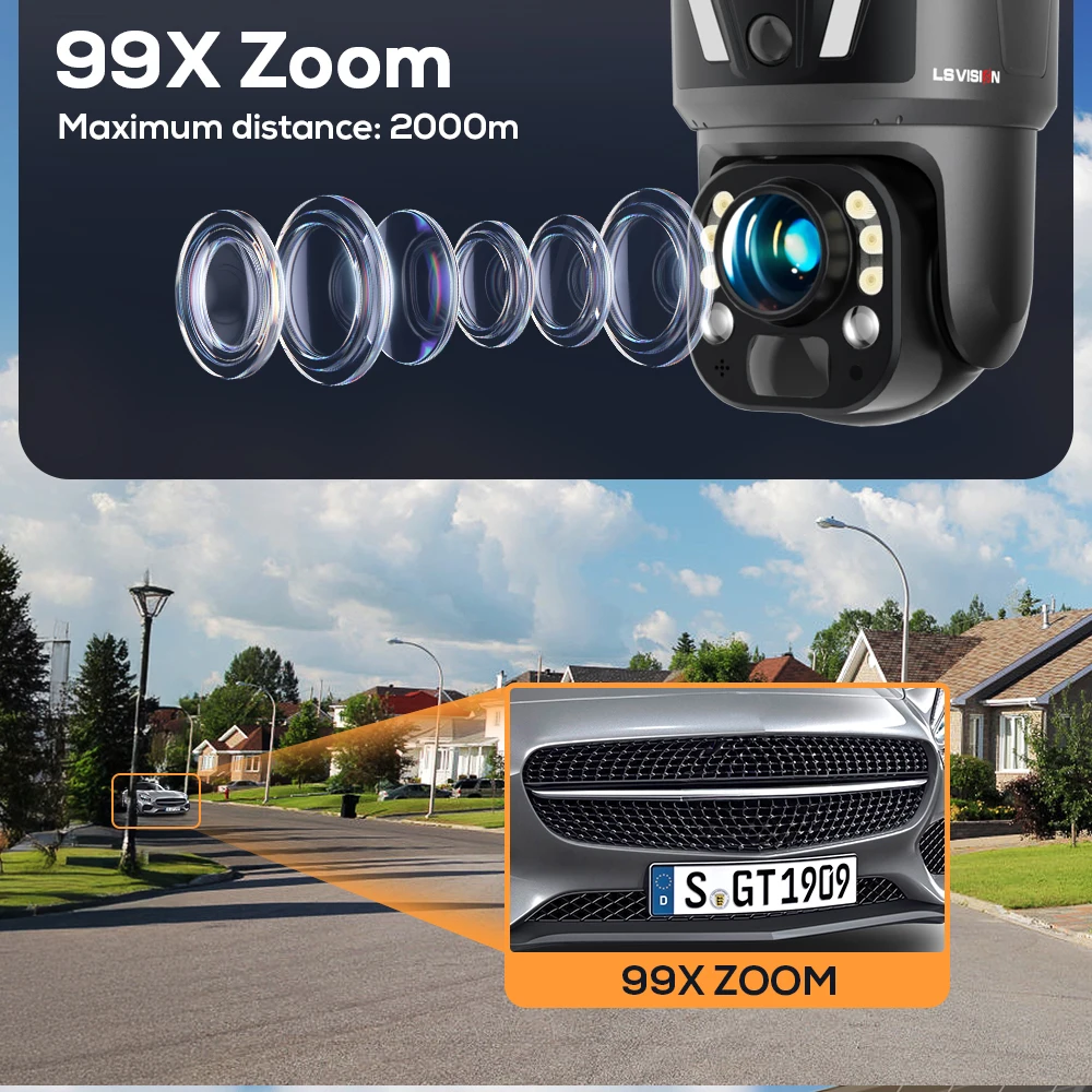 New UBOX 4K 8MP 99X Zoom 4G Outdoor Solar Surveillance Camera Dual Screens WiFi Security Camera PIR Detection Auto Tracking CCTV 2