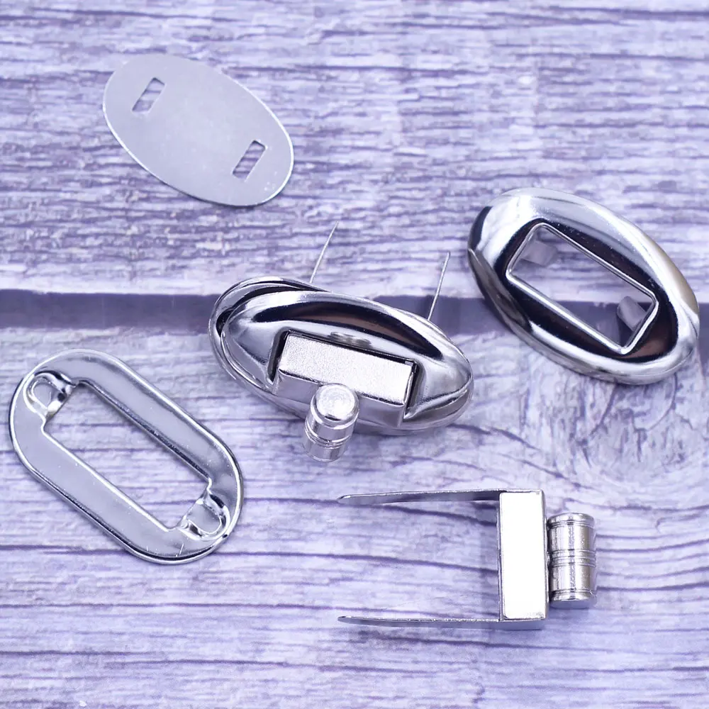 Twist Turn Locks Clasps Buckle Clips Metal Oval Silver Tone Hardware For Handbag Shoulder Bag Coin Purse DIY Finding 32mm