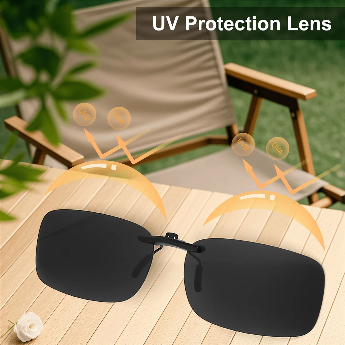 Unisex Clear Dark Green Polarized Lens Sunglasses Clip On Eyeglasses