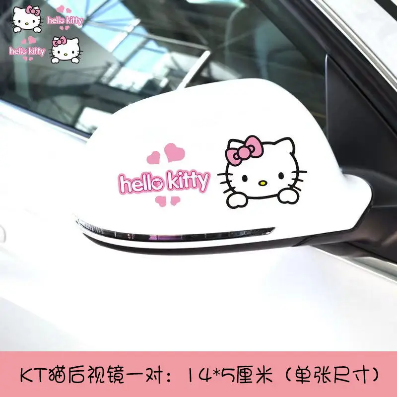 2 x Hello Kitty Auto Rückspiegel Aufkleber Sticker Chrom