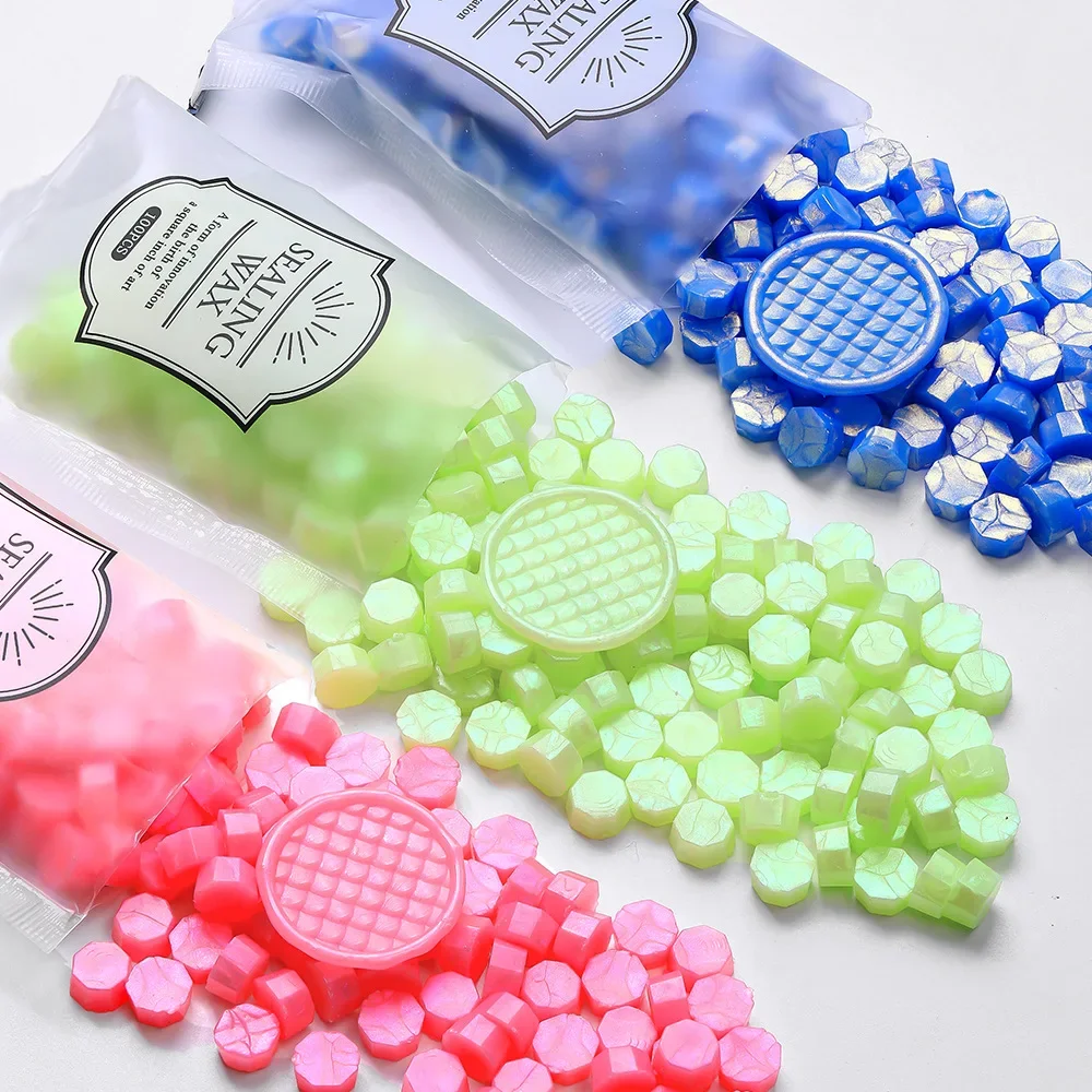 Aurora Borealis Octagonal Colours Fiery Paint Wax Grain Glitter Polariser Fiery Paint Stamp Sealer Wax 100pcs