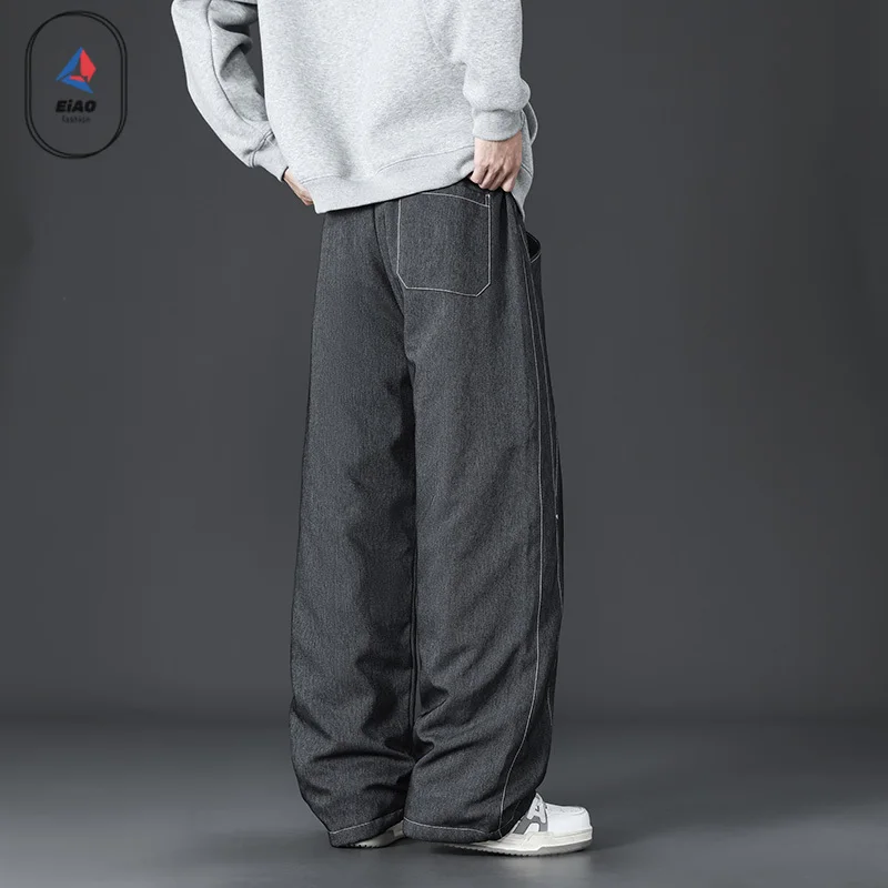 Eiao2026 Winter Men Down Pants Quality Camping Ultra-light White Duck Down Warm Long Pants Man Street Cold-proof Wide Leg Pants