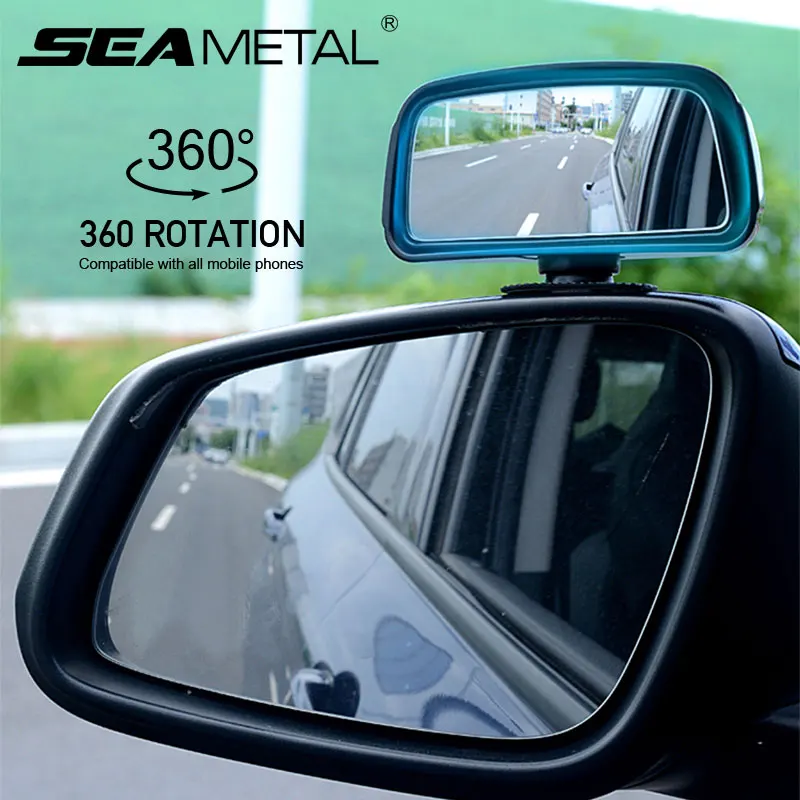 Universal Car Mirror Auxiliary Rear View Mirror Wide Angle Side Rear Mirrors Reverse Blind Spot 360 Degree Adjustable