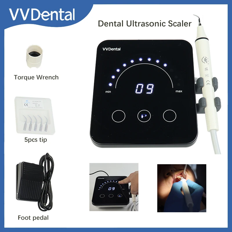 

VVDental Ultrasonic Scaler Machine Removal Scaling Periodontics Endodontics With Handpiece and 5pcs Tips Oral Care Dentist Tools
