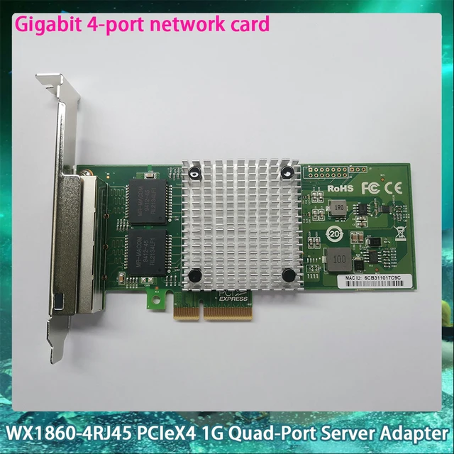 WX1860-4RJ45 Четырехпортовый серверный адаптер PCIeX4 1G Гигабитная 4-портовая сетевая карта PCI-E X4 1