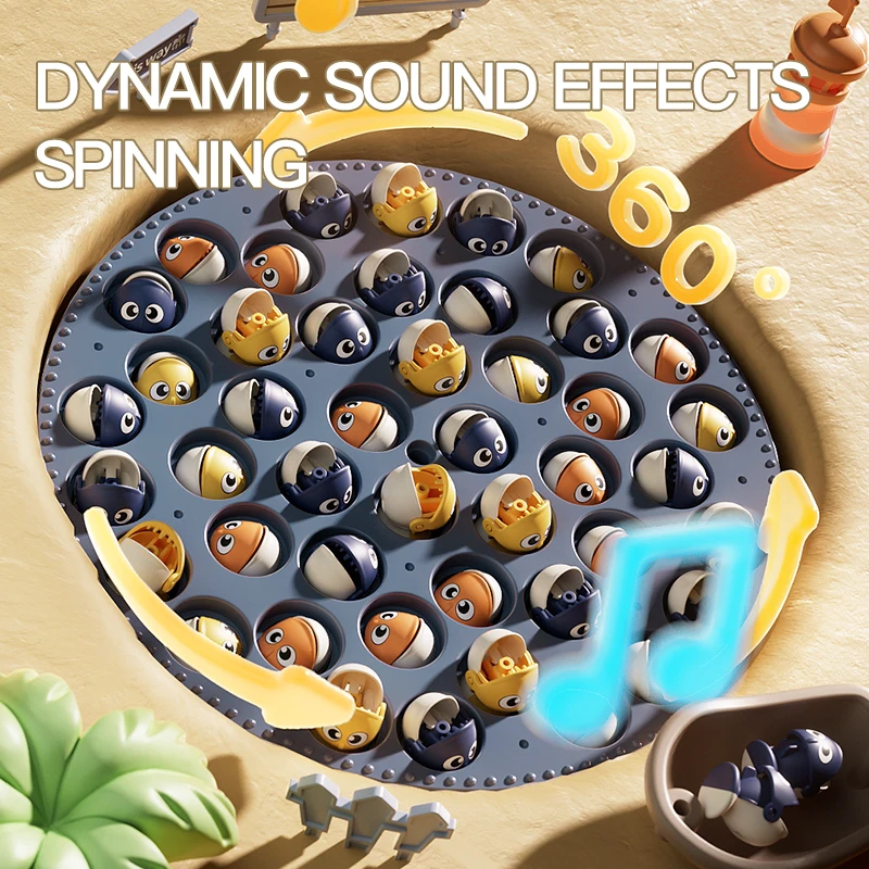 Electric magnetic fishing toy, children's rotating fish disc, lighting and sound effects, two person competition