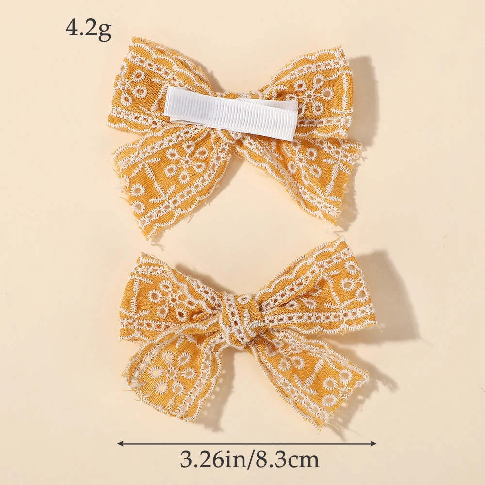 10pcs 무작위 색상 달콤한 리본 머리핀 어린이를위한 소녀 면화 솔리드 컬러 Bowknot 안전 머리핀 머리 장식 헤어 액세서리
