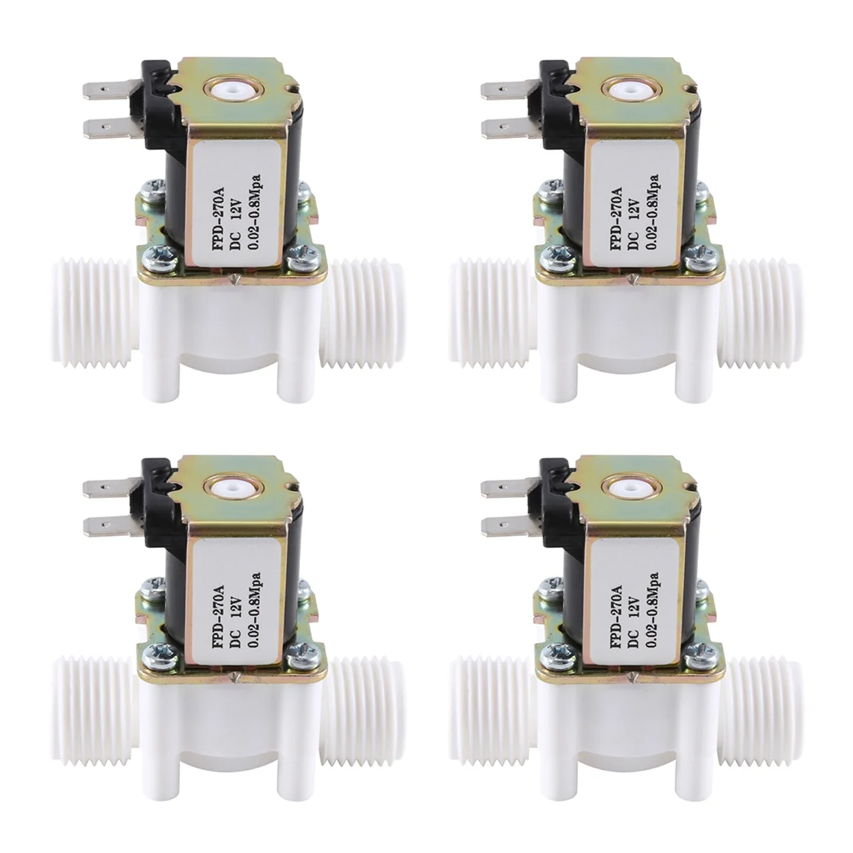 

4X Dc12V N/C Normally Closed Water Solenoid Valve G1/2-Inch Plastic Electrical Solenoid Valve for Water Dispenser