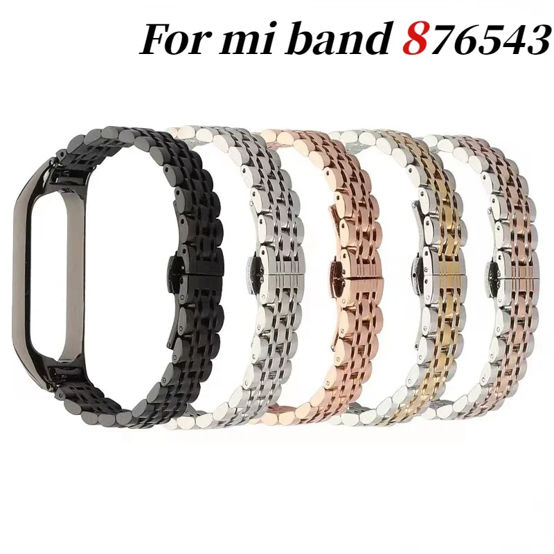 Metal Strap for Xiao Mi Band 8 7 6 5 4 Stainless Steel Bracelet Wristband for Miband 8 Smart Watch Replacement Miband 7 Correa