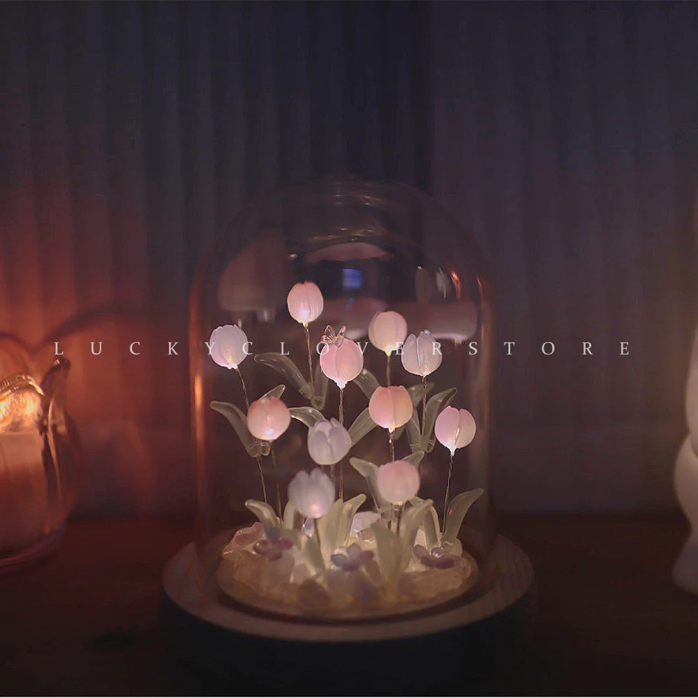 

Nightlight Tulip Handmade DIY Materials Home Decoration Flower Bedroom Ornaments Birthday Gift Christmas Surprise For Girl